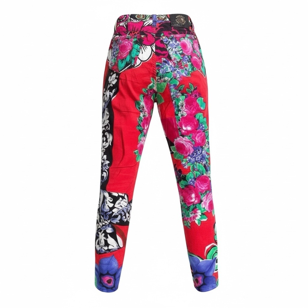 Versace Jeans Couture Vintage Abstract Floral Print Jeans Multicolor Size 28 42 - Picture 2 of 9